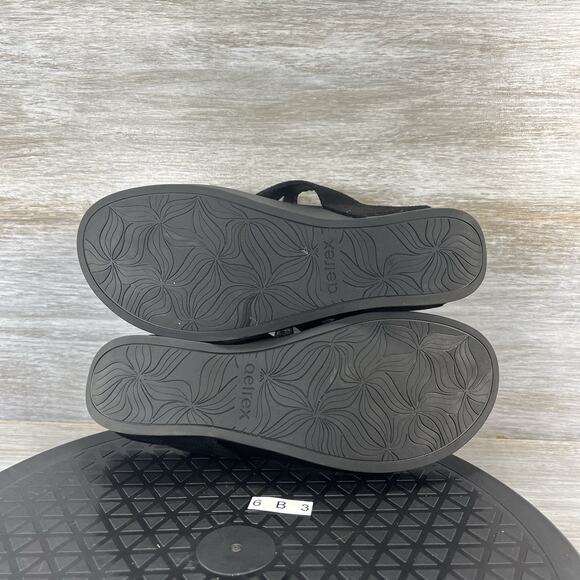Aetrex Women’s Tasha Black Wedge Flip Flop Thong Sandals Size 6.5 - Picture 8 of 8
